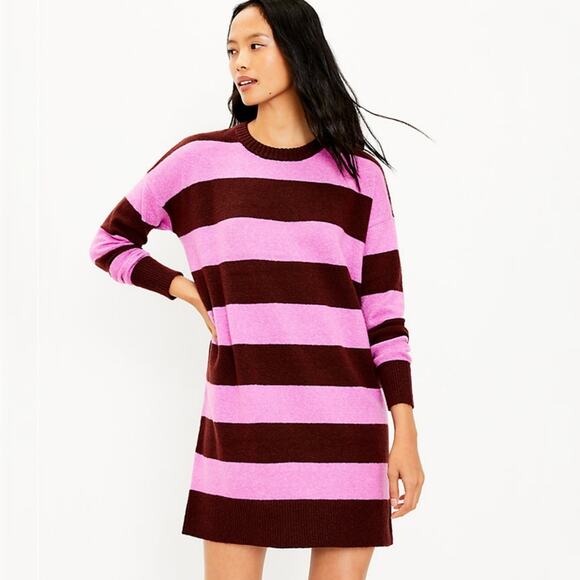 LOFT Striped Oversized Sweater Dress Large Fall - Picture 1 of 7